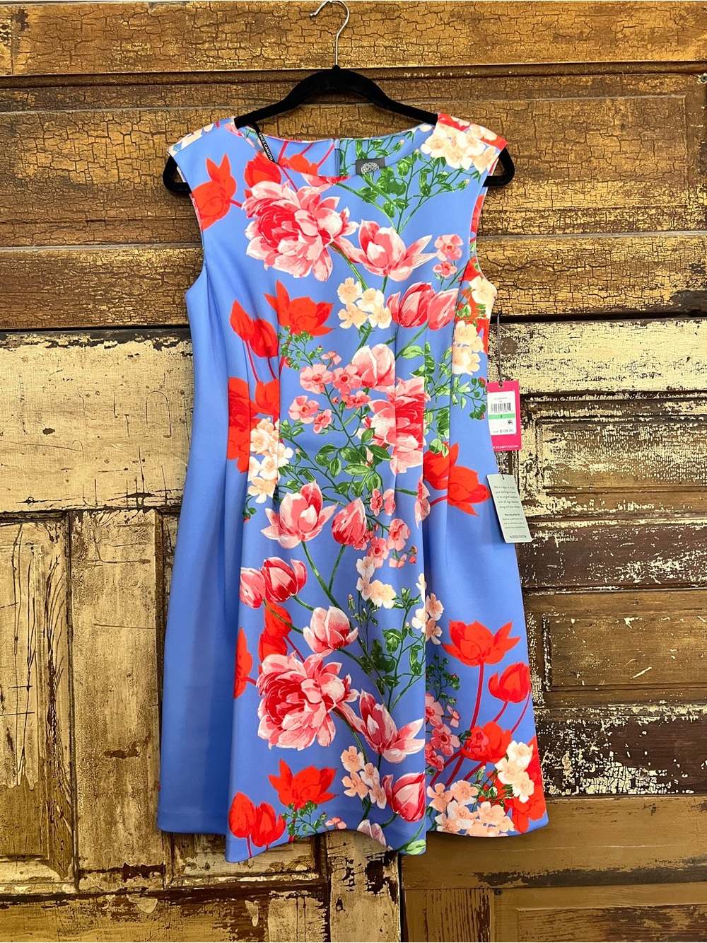 NWT Vince Camuto Blue Floral Fit & Flare Garden Party Dress